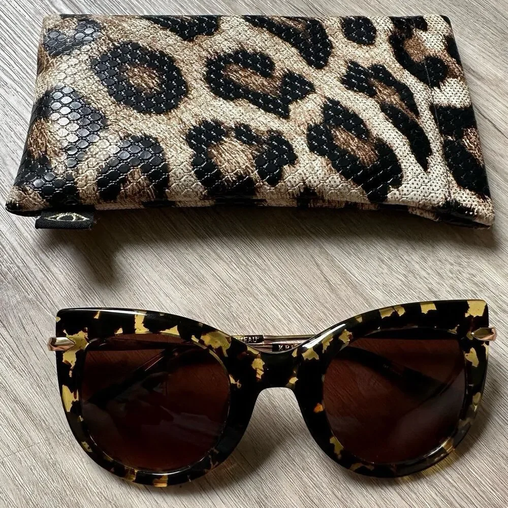 Krewe Laveau Nylon Sunglasses in Zulu 24K with Leopard Sleeve